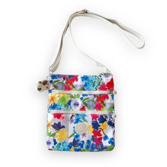 Kipling Katie Floral Crossbody Triple Zip Bright Colorful Dopamine‎ Dressing Bag - Picture 1 of 10